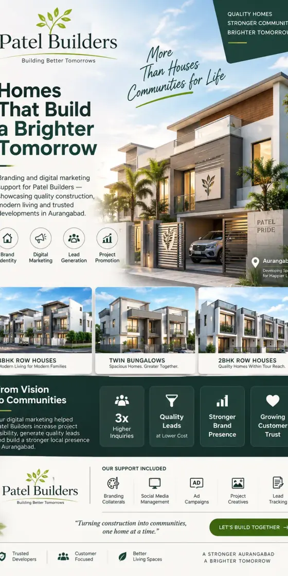 Patel Builders — branding and digital marketing for a residential developer in Aurangabad.