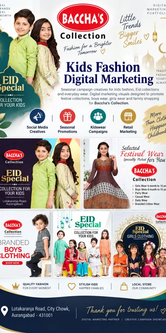 Baccha's Collection — seasonal and festive campaign creative for a kidswear retailer.
